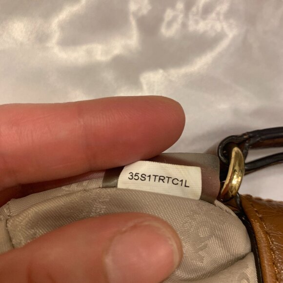 Michael Kors Brown Pheobe  Pebbled Leather Handbag Crossbody - Picture 15 of 16